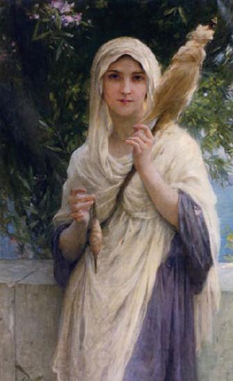 Charles-Amable Lenoir The Spinner by the Sea Germany oil painting art
